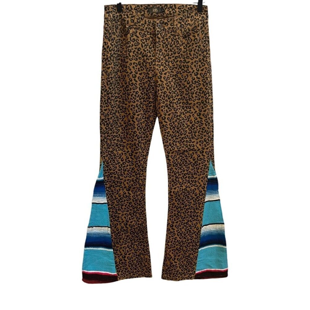 Lucky Blessed Leopard Flare Jeans Women’s Bell Bottom Stretch Denim Sz 6 Western